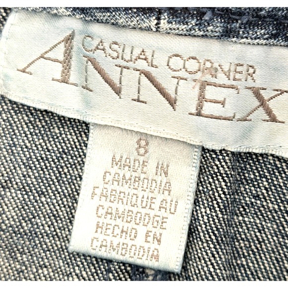 Vtg Casual Corner ANNEX Denim Skirt Womens 8 Blue Zip Pockets 21"L Cotton - Picture 3 of 9